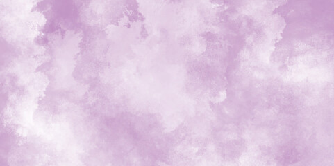purple or violet abstract wallpaper paint illustration with clouds, Rustic art design texture of white clouds on purple or pink paper, Purple color abstract watercolor background with white clouds.