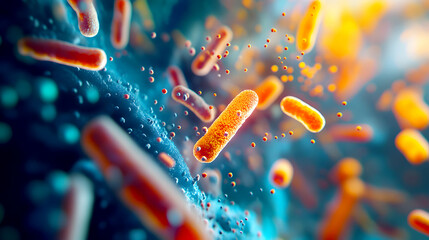 Dextran in bacterial biofilms/ Close-up of polysaccharides like dextran being secreted by bacteria