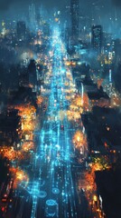 Fototapeta premium City of Digital Streams, Smart Cities and IoT Integration