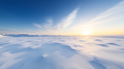 Frozen tundra, biting cold, polar Arctic landscape.