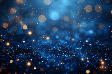 Obraz premium Sparkling Blue Background With Golden Lights