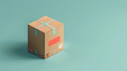 A Cardboard Box on a Teal Background