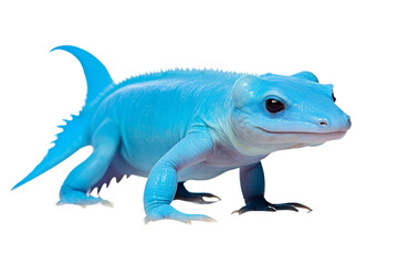 Obraz premium Axolotl in a vibrant blue tank, showcasing unusual animals with unique traits ,Isolated on transparent background,Isolated on transparent background