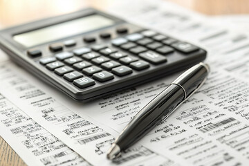 Calculator, Pen, and Paper: A Business Desk Setup