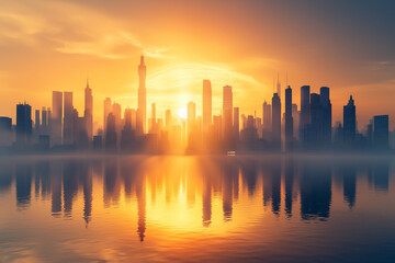 Fototapeta premium realistic 3D model of a futuristic city skyline