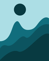 Abstract landscape wall art for decoration, illustration of a mountain landscape