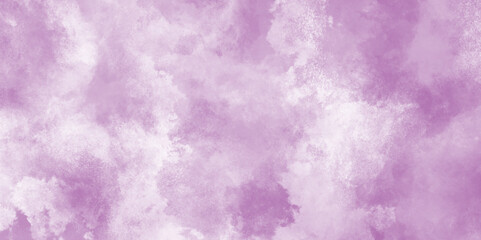 purple or violet abstract wallpaper paint illustration with clouds, Rustic art design texture of white clouds on purple or pink paper, Purple color abstract watercolor background with white clouds.