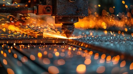 Metalworker cutting through steel with precision in an industrial workshop during daytime