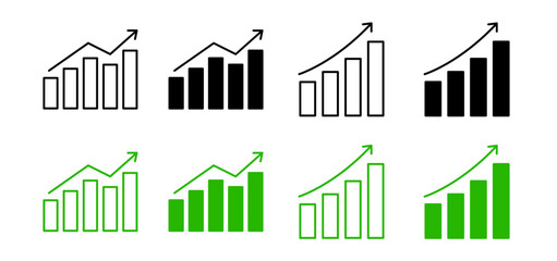 Growing graph icon set