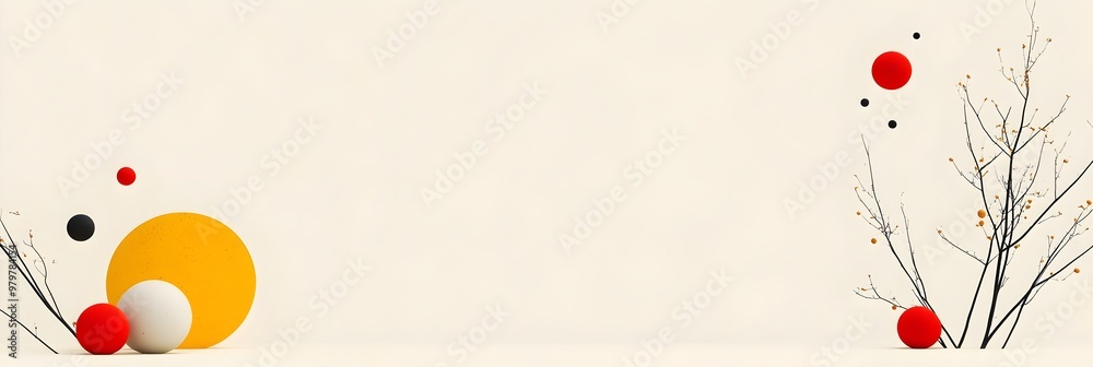 Poster minimalist abstract geometric shapes composition on light background