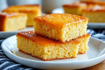 Cornbread fresh out of the oven, with a golden crust and moist, crumbly inside