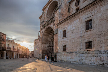 Stunning Facade of the Cathedral in El Burgo De Osma at Sunset