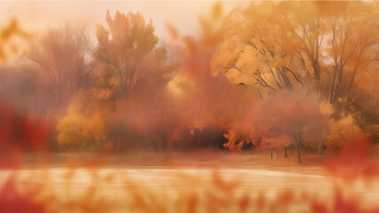 Fototapeta premium autumn landscape with fog autumn background with copy space 