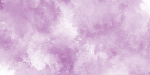 purple or violet abstract wallpaper paint illustration with clouds, Rustic art design texture of white clouds on purple or pink paper, Purple color abstract watercolor background with white clouds.