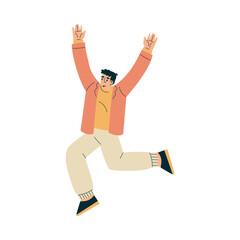Man at Musical Festival Dancing Have Rest Vector Illustration