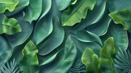 Obraz premium Abstract leaves create a unique wallpaper, a design that mimics natural patterns. Colorful plant texture, a background that represents flora.