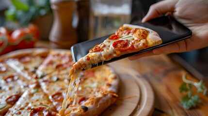 Food delivery ordered quickly from a smartphone app, showing the convenience of modern technology for easy meal delivery.
