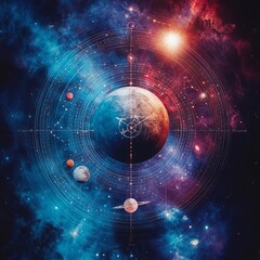 Astrology and astronomy, blending science and mysticism, cosmic visuals