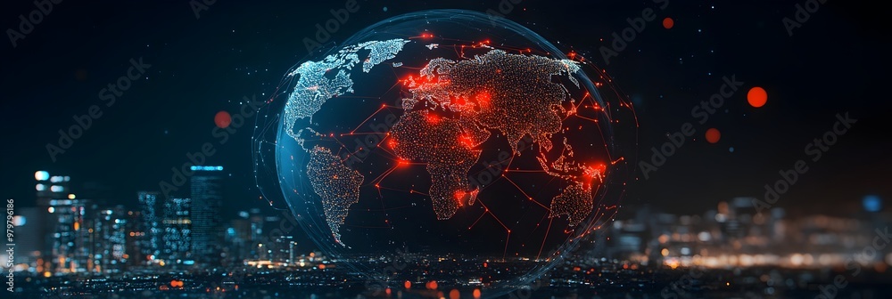 Poster Visualizing Global Connectivity Through Network Lines Across a Stylized World Map