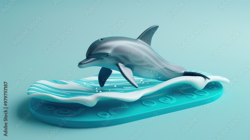 Wall mural 3D Dolphin Leaping Over Wave