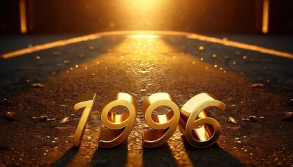 Golden 1996 Year Celebration with Sunset