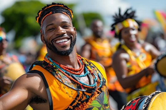 Trinidad and Tobago celebrating Emancipation Day, with vibrant parades and traditional African drumming