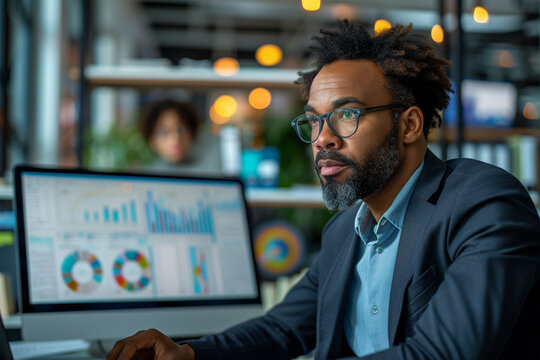 Businessman auditing accounting and reviewing financial statement report for the financial status of the business