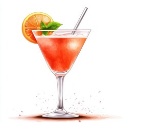 Refreshing cocktail in a glass garnished with a slice of orange and mint. Perfect for summer parties and gatherings.