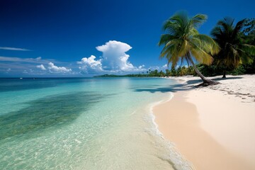 Trinidad and Tobago's pristine Pigeon Point Beach, famous for its white sand and crystal-clear waters