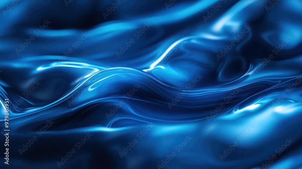 Poster a captivating close-up of smooth, flowing blue fabric, showcasing its luxurious texture and vivid co