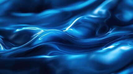 Obraz premium A captivating close-up of smooth, flowing blue fabric, showcasing its luxurious texture and vivid color in a serene composition.