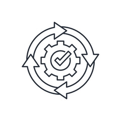 Synchronization process. Vector linear icon isolated on white background.