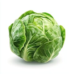 Fototapeta premium Fresh and vibrant green cabbage with crisp leaves, perfect for healthy meals and culinary presentations, white background