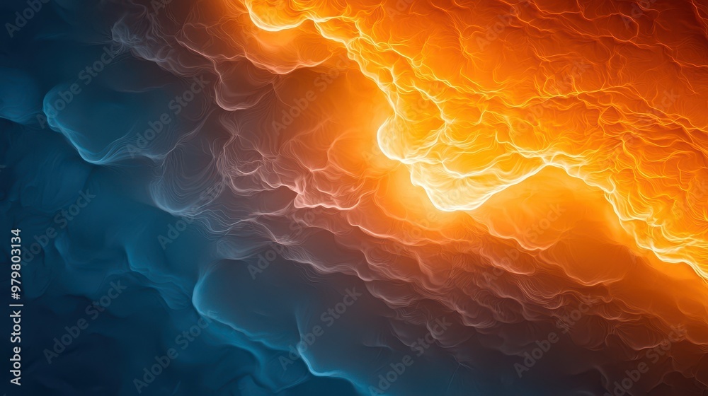 Poster a vibrant abstract background showcasing warm orange blending into cool blue tones, creating an ener