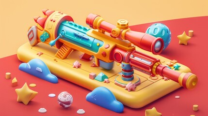 3D Render of a Cartoon Toy Gun