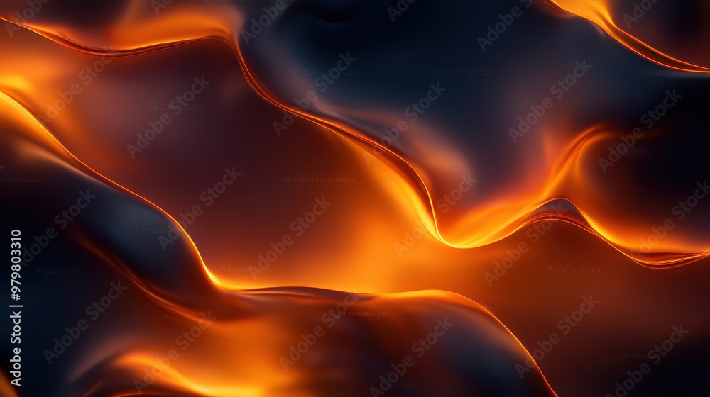 Aufkleber Abstract artistic image of flowing orange and black fabric, creating a sense of movement and warmth.