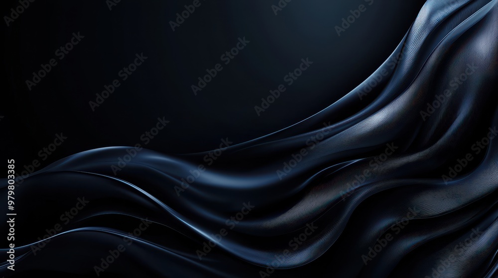 Poster abstract black background with flowing fabric textures, ideal for artistic and creative projects.