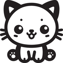 A cute cat silhouette vector art illustration