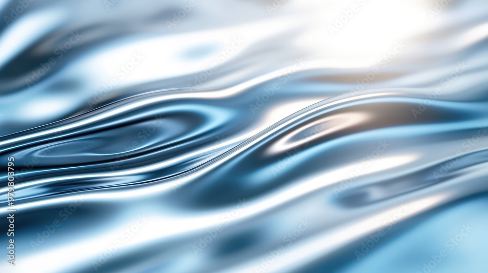 Poster Beautiful close-up of shimmering blue water creating soft wave patterns, perfect for backgrounds and nature-themed projects.