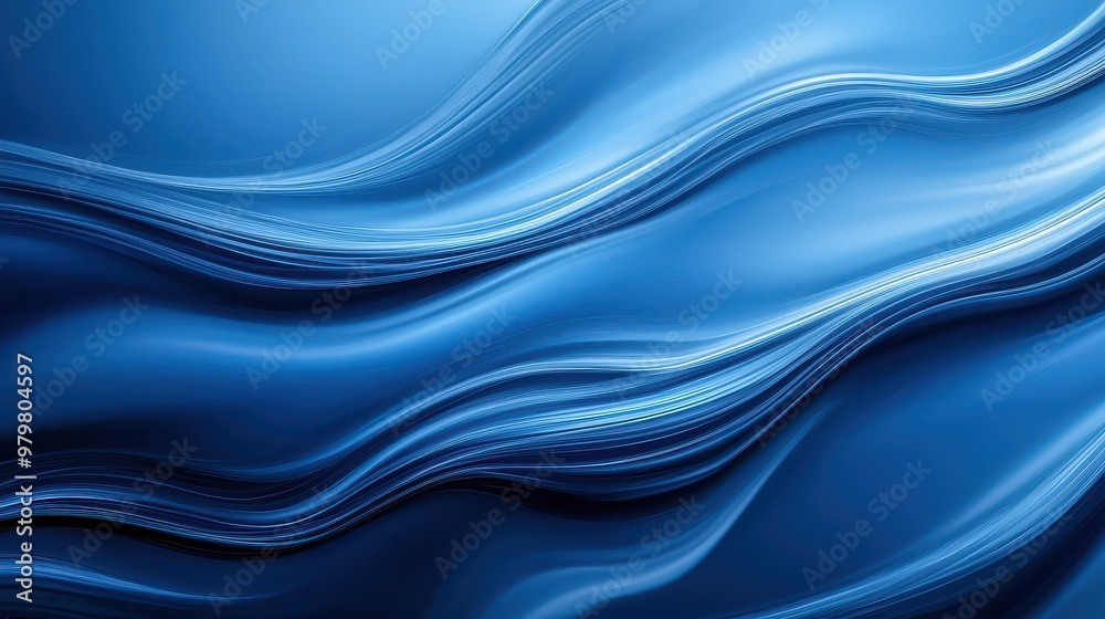 Aufkleber elegant blue waves create a soothing and modern abstract background, perfect for conveying tranquili