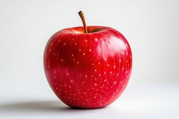 A fresh red apple with a shiny surface, showcasing its natural beauty and vibrant color against a minimalist background.