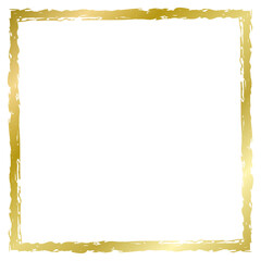 Golden square frame isolated on white. Old worn frame . Vector frame for text, photo, card, certificate, picture, banner, poster. Gold