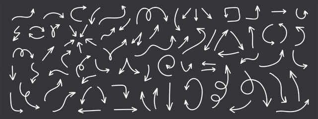 Hand drawn vector arrow set. All arrowes are isolated and groupped, easy to use