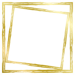 Golden square frame isolated on white. Old worn frame . Vector frame for text, photo, card, certificate, picture, banner, poster. Gold