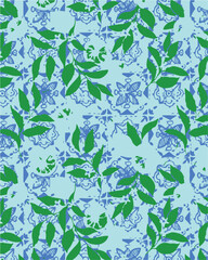Flowers seamless pattern. vector illustration. Abstract flowers, floral vector with leaves