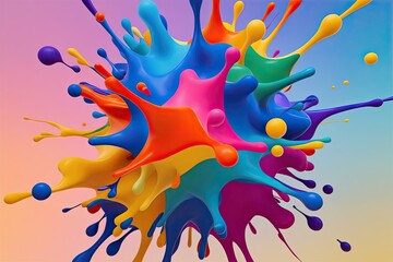 Bold Color Splash Abstract Background in Three-Dimensional Render