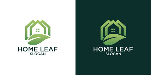 abstract house and leaves logo design vector	