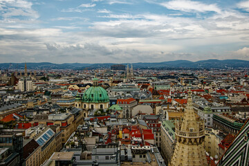 Naklejka premium Vienna Austria capital in Europe EU crossed by the Danube river. The monuments and places that have been able to unite the history of ancient and medieval architecture to the contemporary. 