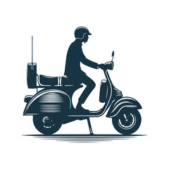 Fototapeta premium Vintage Scooter Silhouette Clipart Vector Illustration