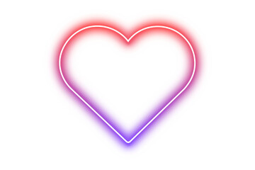 Heart neon futuristic sign frame purple red on transparent background. Neon gradient heart frame....